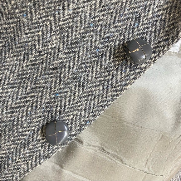 Vintage Harris Tweed Leishman Classic Grey Wool Herringbone Blazer 46R - Picture 7 of 16